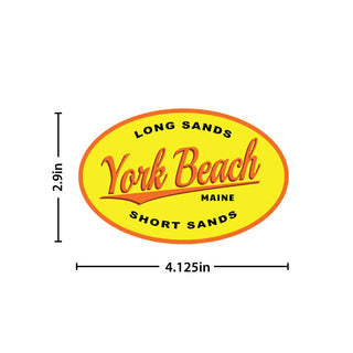 Maine York Beach Long Sands Short Sands Oval Die Cut Sticker