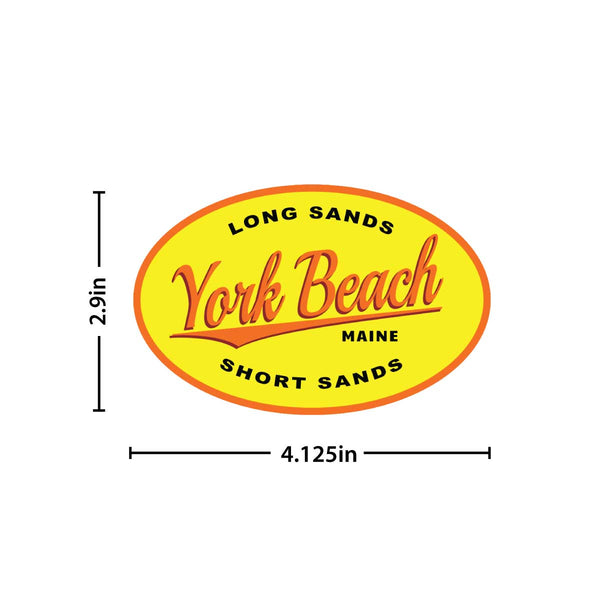 Maine York Beach Long Sands Short Sands Oval Die Cut Sticker