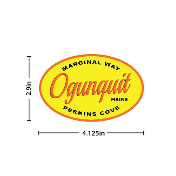 Maine Ogunquit Marginal Way Perkins Cove Oval Die Cut Sticker