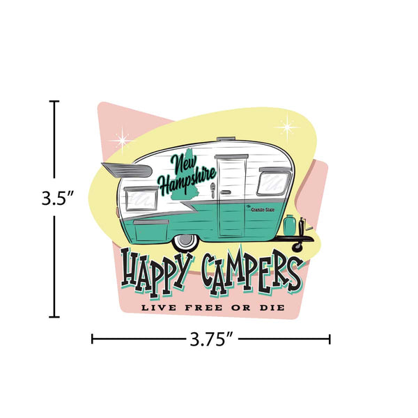 New Hampshire Happy Campers State Pride Vinyl Sticker