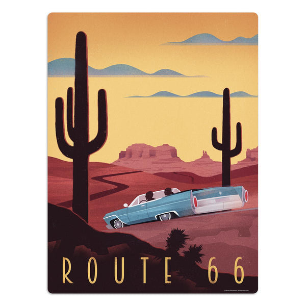 Route 66 Convertible Car Vinyl Sticker
