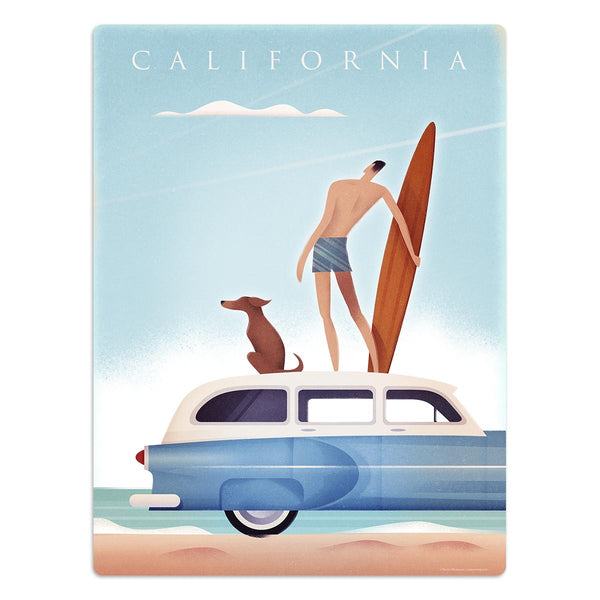 California Surfing Beach Mini Vinyl Sticker