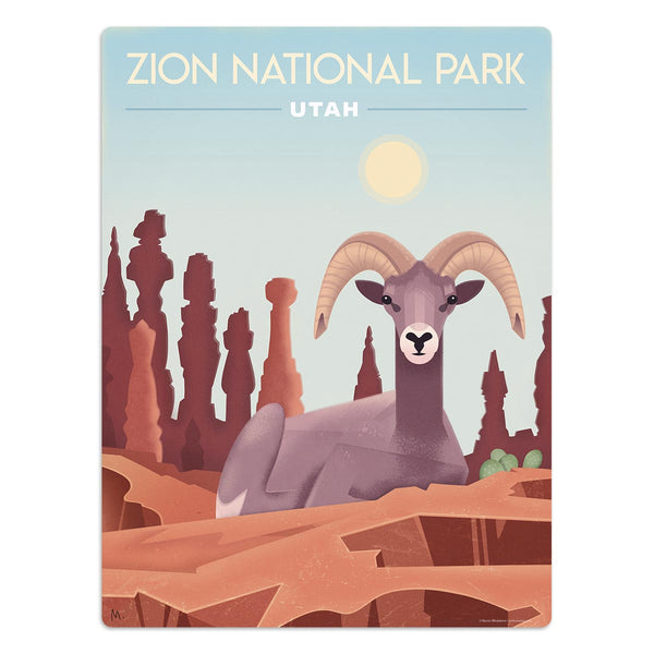 Zion National Park Utah Bighorn Sheep Mini Vinyl Sticker