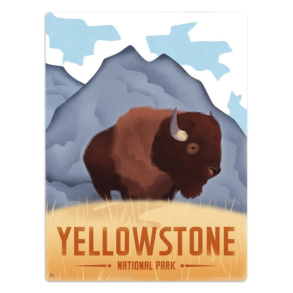 Yellowstone National Park Wyoming Buffalo Mini Vinyl Sticker