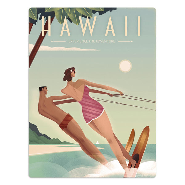 Hawaii Water Skiing State Travel Mini Vinyl Sticker