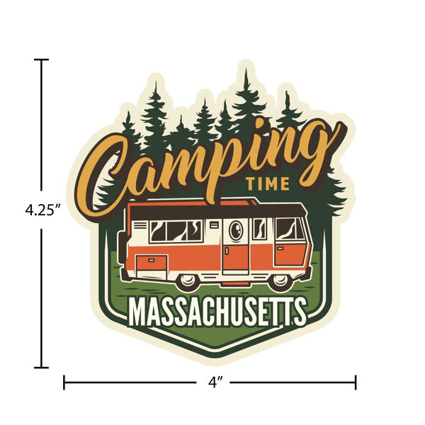 Massachusetts Camping Time Die Cut Vinyl Sticker