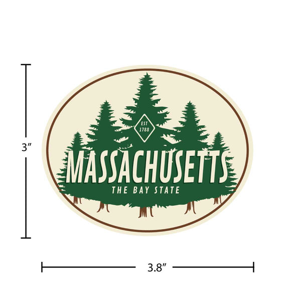 Massachusetts Bay State Oval Die Cut Vinyl Sticker