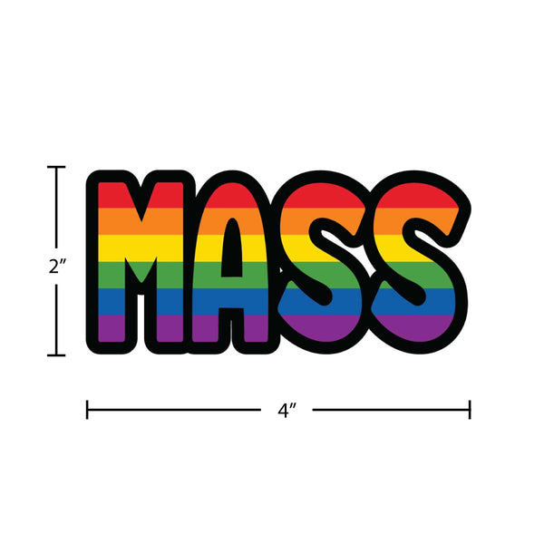 Massachusetts MASS Rainbow Die Cut Vinyl Sticker