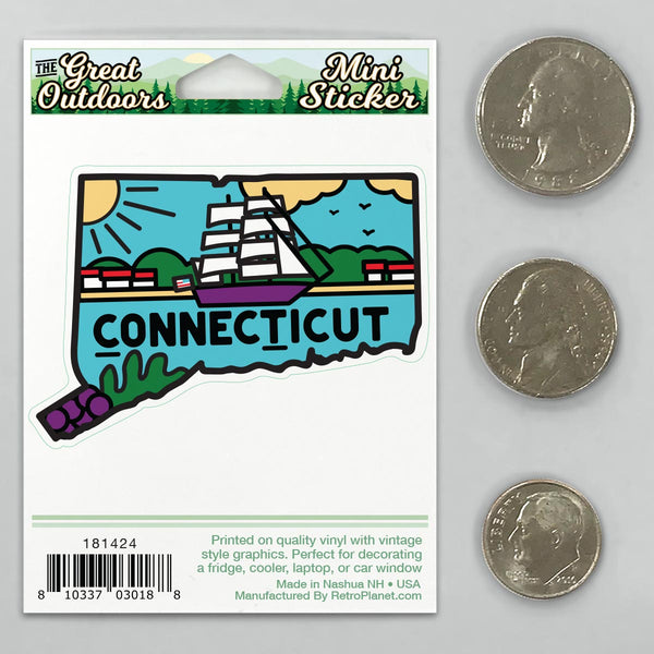 Connecticut Clipper Ship State Pride Mini Vinyl Sticker