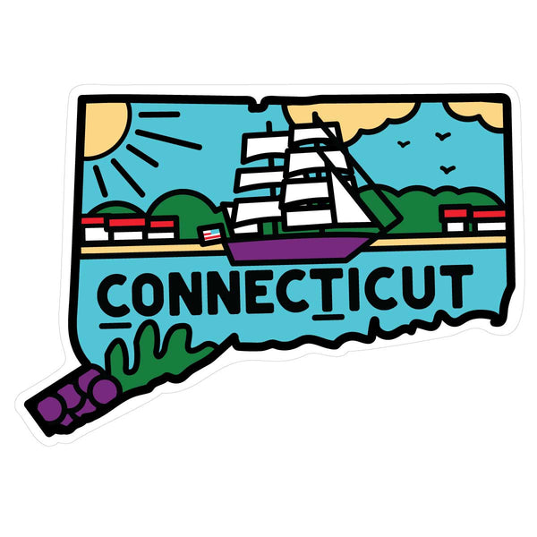 Connecticut Clipper Ship State Pride Mini Vinyl Sticker