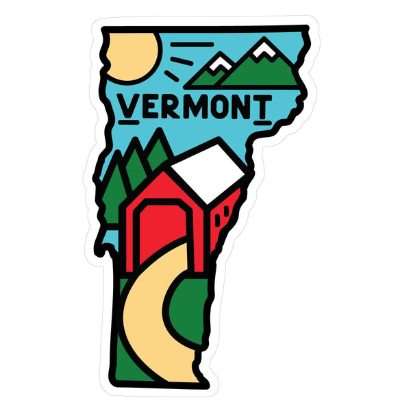 Vermont Covered Bridge State Pride Mini Vinyl Sticker
