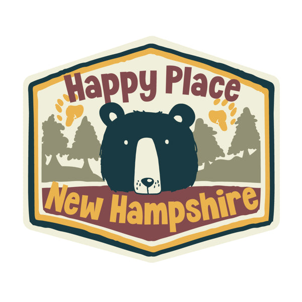 Kids Camp Happy Place Bear States Die Cut Vinyl Sticker