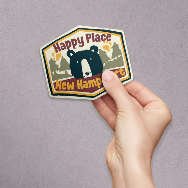 Kids Camp Happy Place Bear States Die Cut Vinyl Sticker