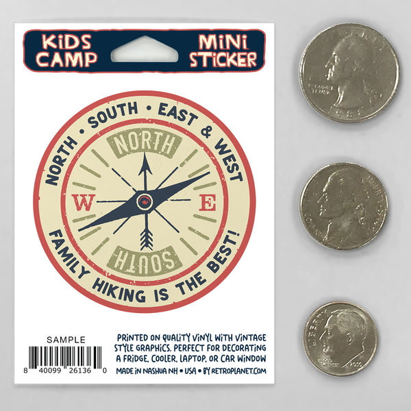 Kids Camp Compass Family Hiking Mini Vinyl Sticker