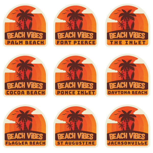 Florida Beach Vibes Towns Die Cut Vinyl Sticker