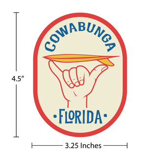 Florida Cowabunga Surfing Die Cut Vinyl Sticker