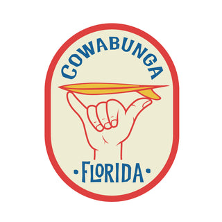 Florida Cowabunga Surfing Die Cut Vinyl Sticker