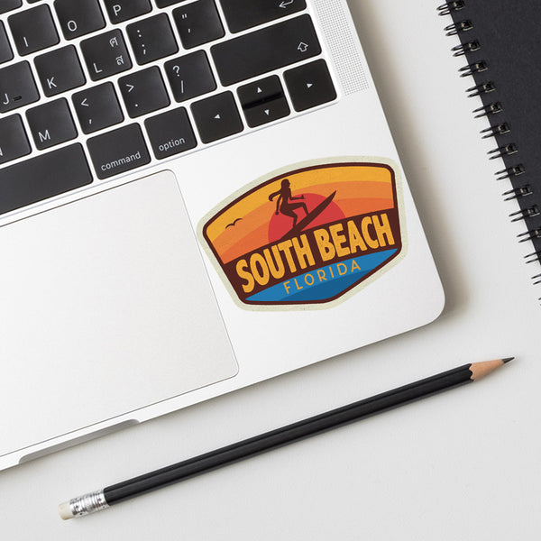 Florida Surfer Girl Towns Die Cut Vinyl Sticker