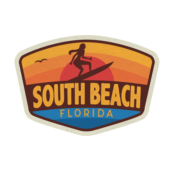 Florida Surfer Girl Towns Die Cut Vinyl Sticker