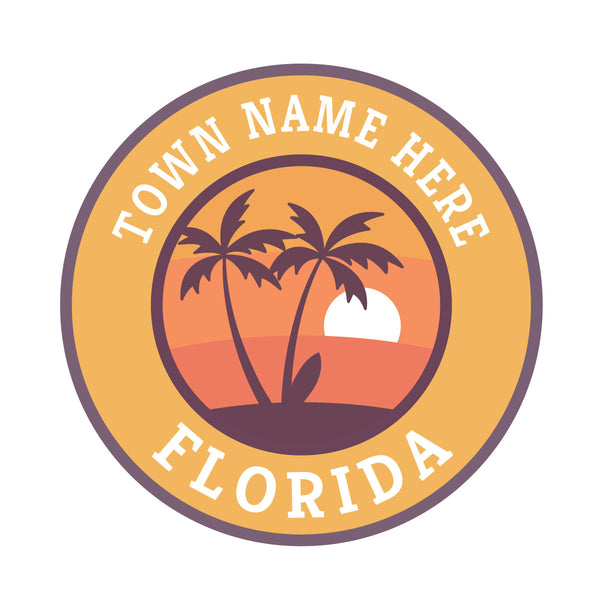 Florida Sunset Town Names Die Cut Vinyl Sticker