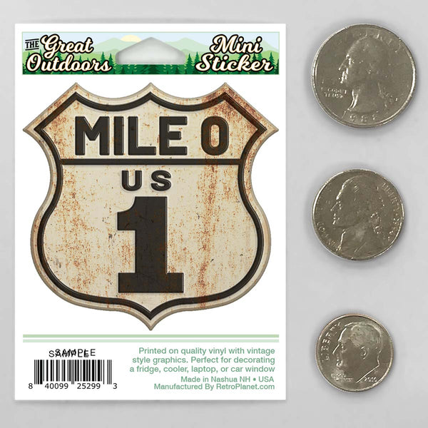 Mile 0 US 1 Mini Vinyl Sticker