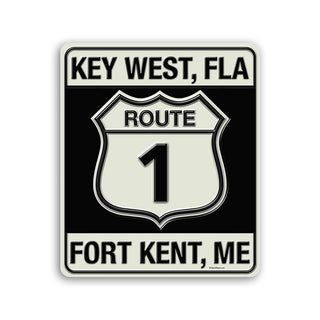 Route 1 Key West FL Fort Kent ME Die Cut Vinyl Sticker