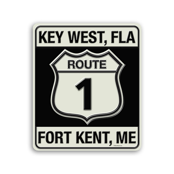 Route 1 Key West FL Fort Kent ME Mini Vinyl Sticker