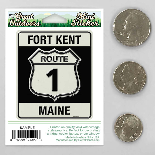 Route 1 Fort Kent Maine Mini Vinyl Sticker