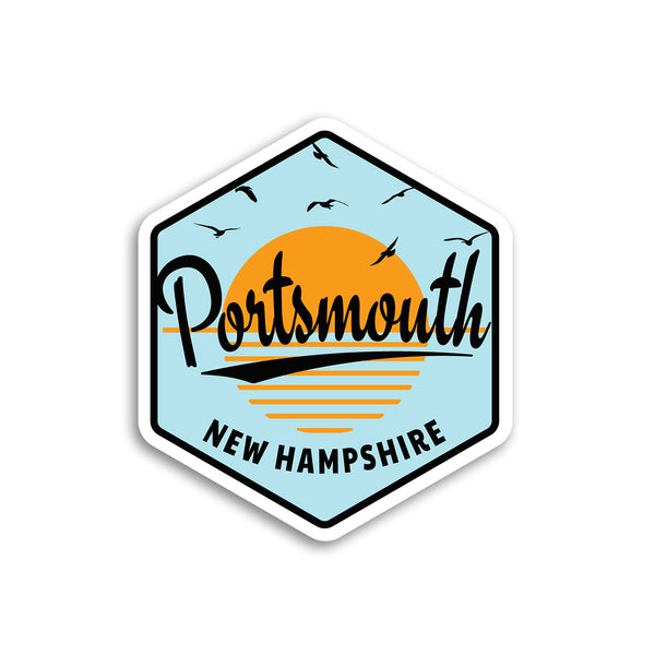 Portsmouth New Hampshire Ocean Sunset Die Cut Vinyl Sticker