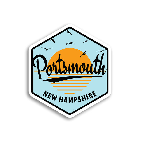 Portsmouth New Hampshire Ocean Sunset Mini Vinyl Sticker