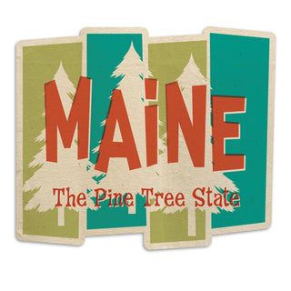 Maine Pine Tree State Retro Die Cut Vinyl Sticker