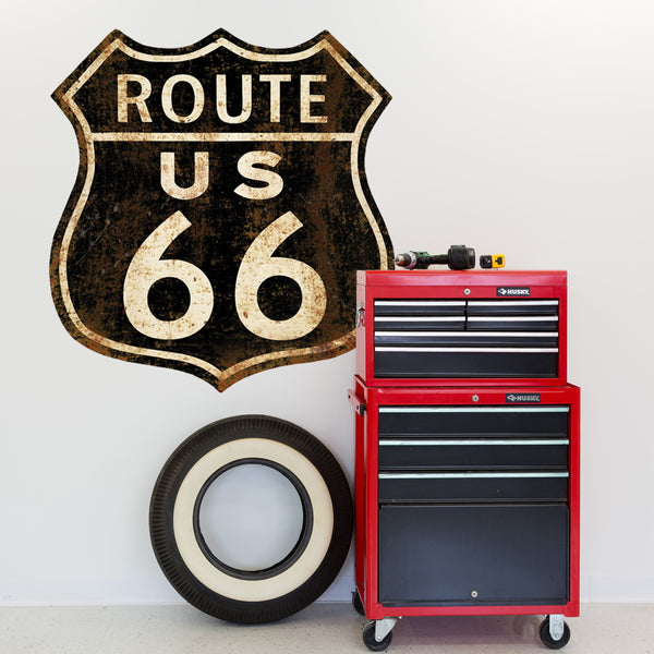 Route 66 Shield Distressed Wall Decal