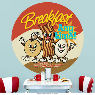 Breakfast Anytime Dancing Food Wall Decal