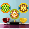 Mod Flower 70s Style Wall Decal Green