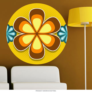 Mod Flower 70s Style Wall Decal Brown