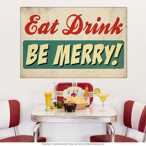 Eat Drink Be Merry Wall Decal Distressed