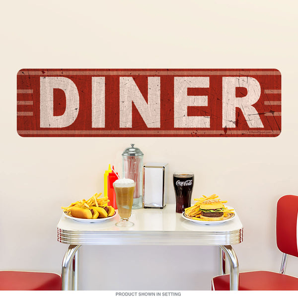 Diner Red Distressed Kitchen Wall Decal