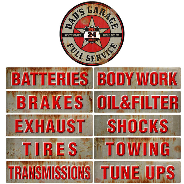 Dads Garage Distressed Wall Decal Set