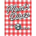 Moms Diner 24 Hours Gingham Wall Decal