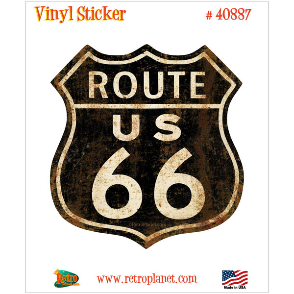 Route 66 Shield Distressed Vinyl Sticker