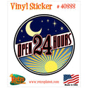Open 24 Hours Sun and Moon Vinyl Sticker