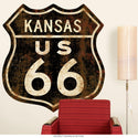 Route 66 Kansas Distressed Wall Decal
