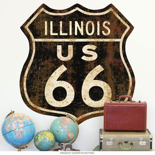 Route 66 Illinois Distressed Wall Decal