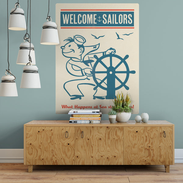 Welcome Sailors Nautical Navy Decal