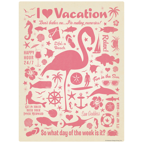 I Love Vacation Flamingo Decal