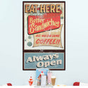 Eat Here Always Open Diner Wall Decal