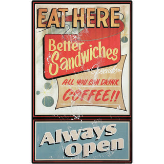 Eat Here Always Open Diner Wall Decal