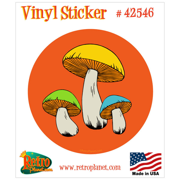 Groovy Mushrooms 70s Style Vinyl Sticker
