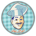 Lets Eat Chef Blue Gingham Vinyl Sticker