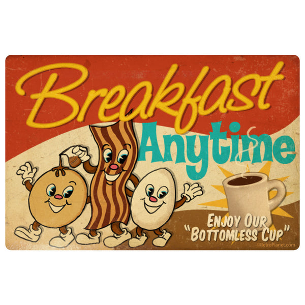 Breakfast Anytime Diner Horizontal Vinyl Sticker